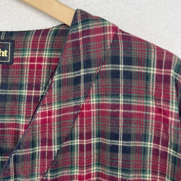 GOODNIGHT Nightshirt Mens L-XL Flannel Plaid Long Sleeve Pajama PJ Cotton Red - Picture 10 of 14